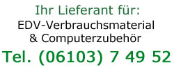 Bestell- und Info-Hotline 06103 / 74952